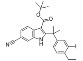 tert-butyl 6-cyano-2-(2-(4-ethyl-3-iodophenyl)propan-2-yl)-1H-indole-3-carboxylate